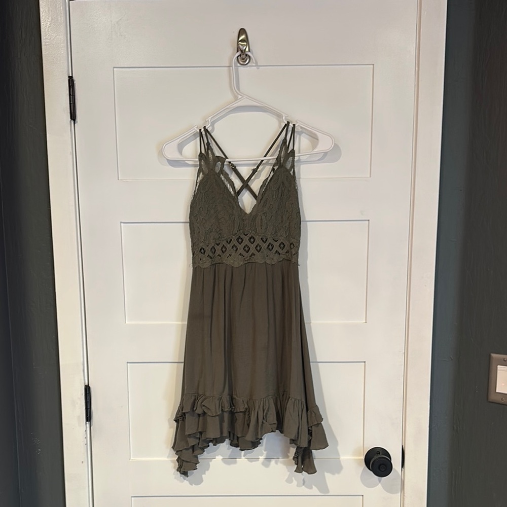 LA MIEL Olive Green Mini Dress